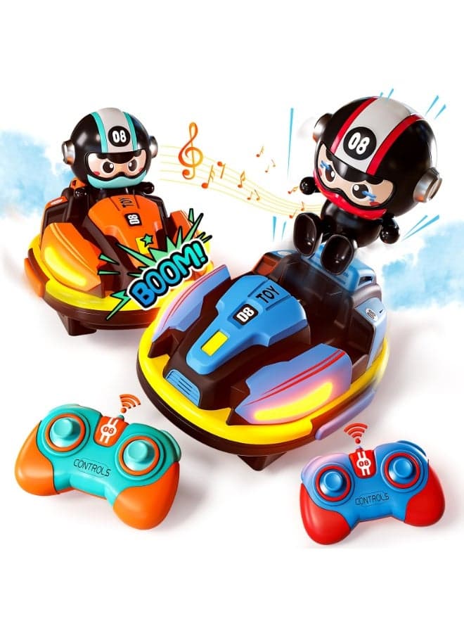 Remote Control Car Set, 2pcs 2.4GHz Bumper Cars, RC Battle Race Car Toy, Ejecting Dodgem Cars with Sound Effects, Spray, Music and Lights, RC Play Vehicles for Kids Boys Children