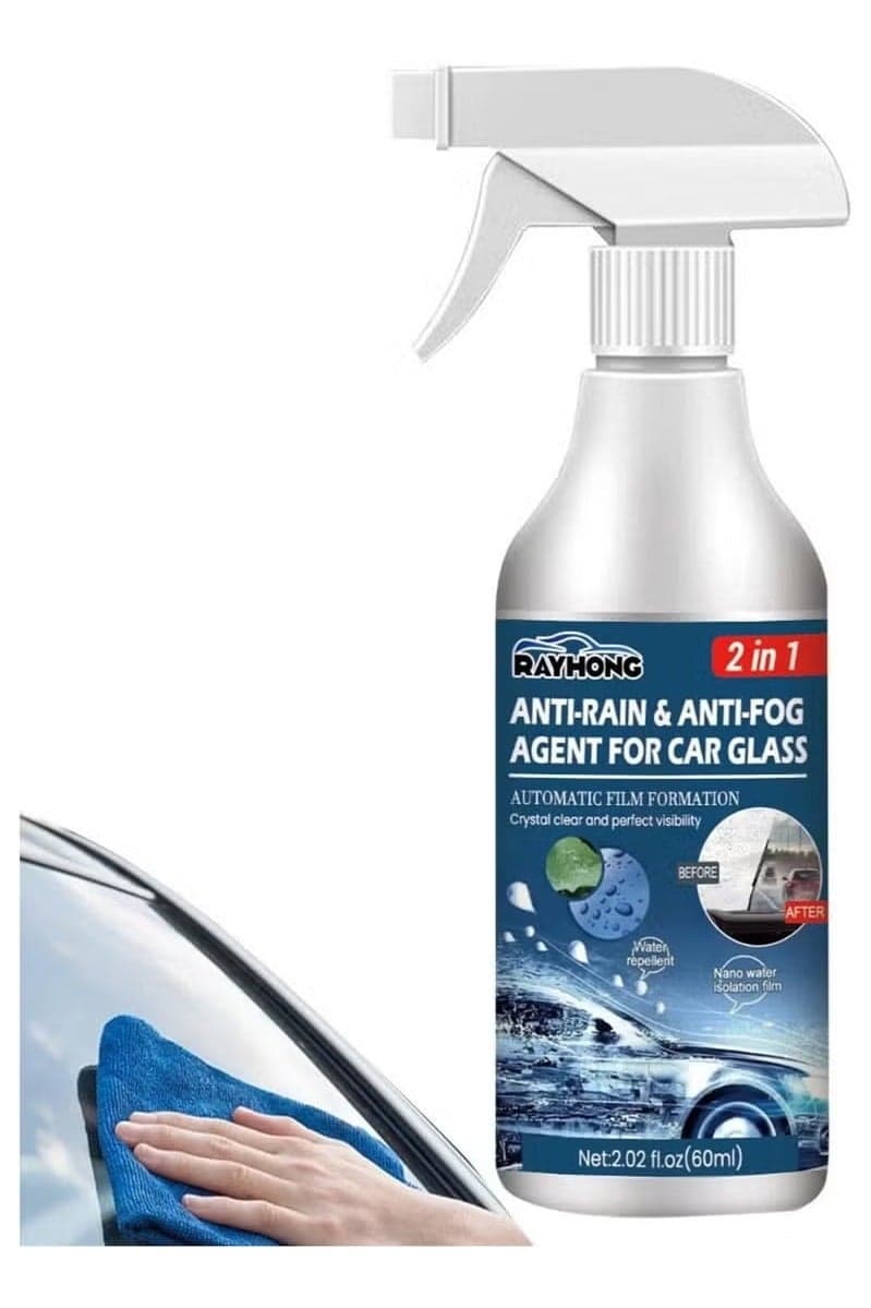 Anti Fog Spray for Car Windshield & Glasses, Long-Lasting Defogger for Swim Goggles, Eyeglasses, Ski Lenses, and Mirrors, Water-Repellent Coating for Clear Vision, 60ml