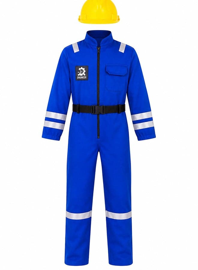 Kids Engineer Costume Set with Safety Helmet – Construction Worker Fancy Dress Outfit for Boys & Girls of age 6 to 7 years