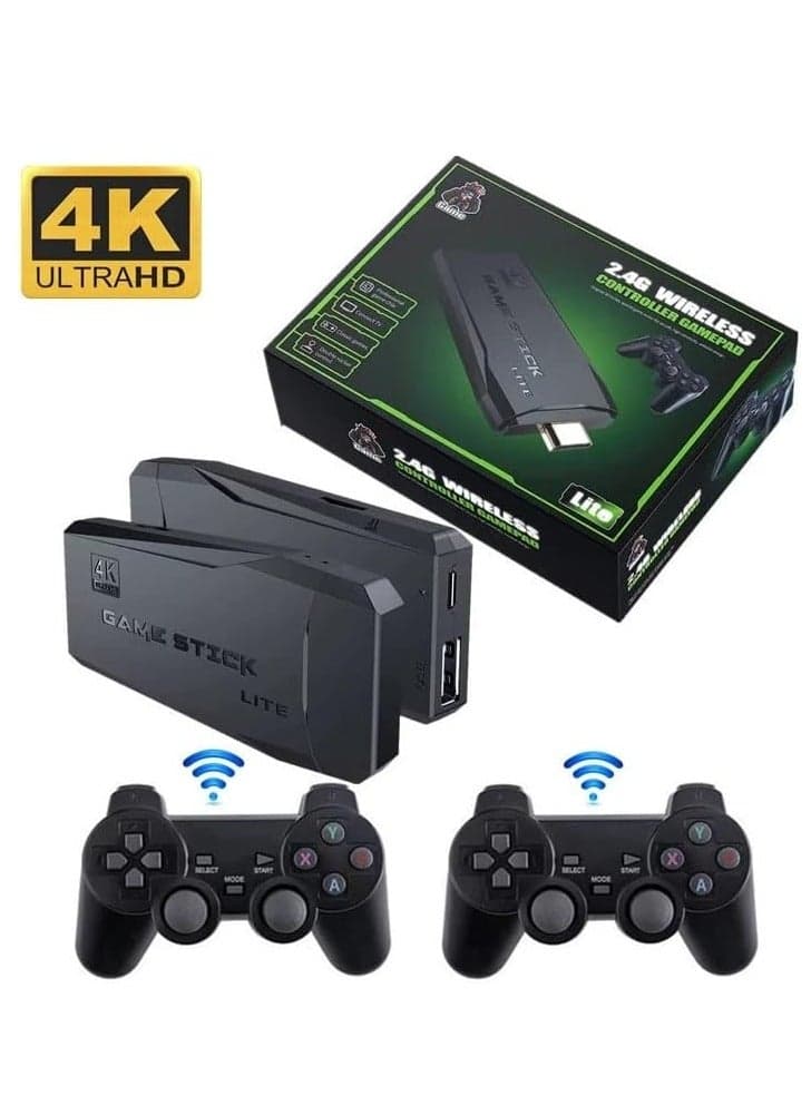 Wireless Retro Game Console Plug and Play Video Game Stick Built in 10000+ Games,9 Classic Emulators 4K High Definition HDMI Output for TV with Dual 2.4G Wireless Controllers 64G