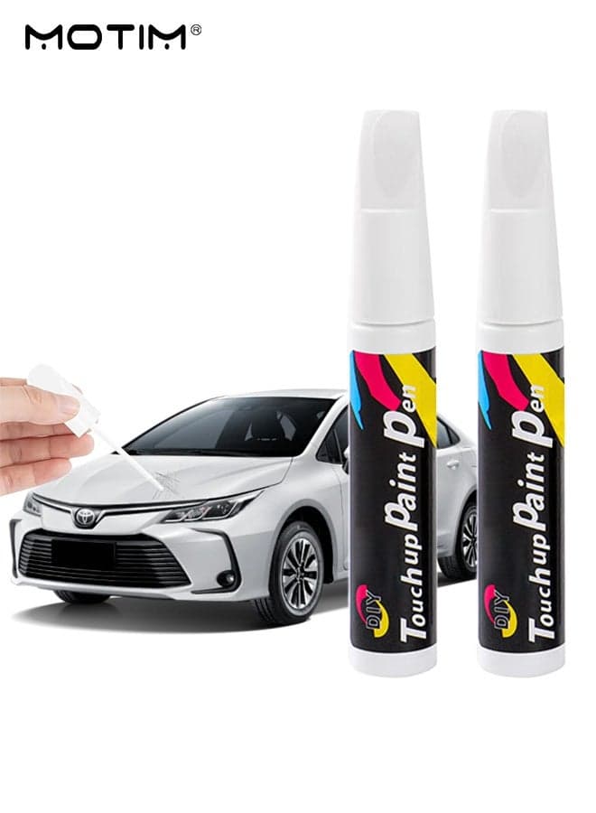 2 Packs Touch Up Paint for Cars, White Car Paint Scratch Repair, Two-In-One Car Touch Up Paint Fill Paint Pen, Quick & Easy Solution to Repair Minor Automotive Scratches 0.7 fl oz