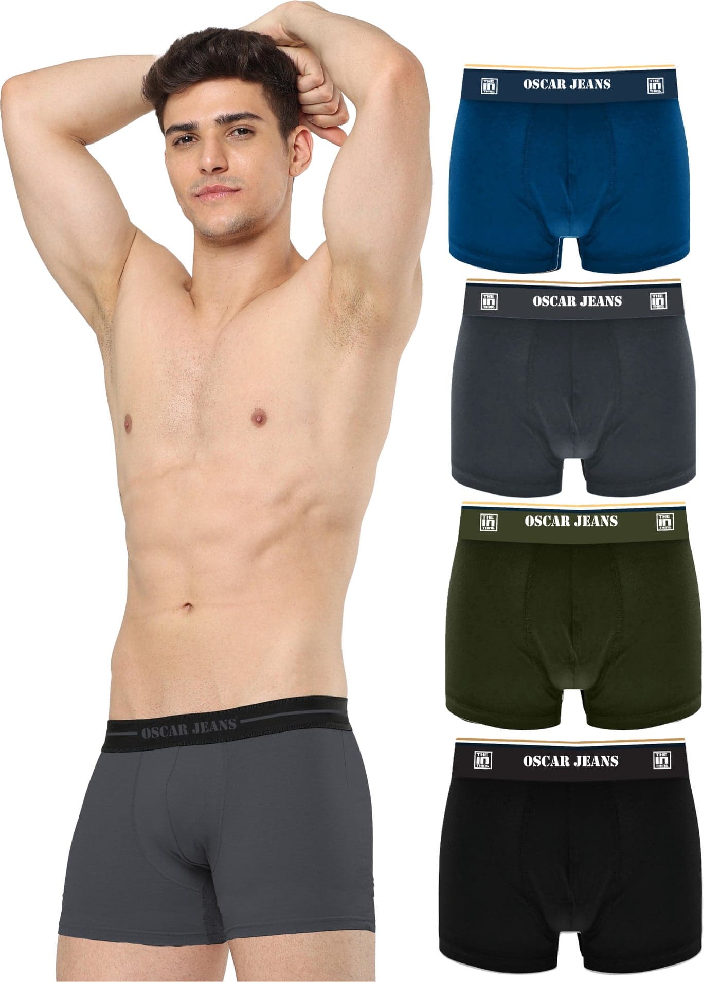 4-Pack Platinum Collection Men's Underwear Boxer Cotton Bamboo Lycra Soft Breathable Perfect for Gym Sports Athletics