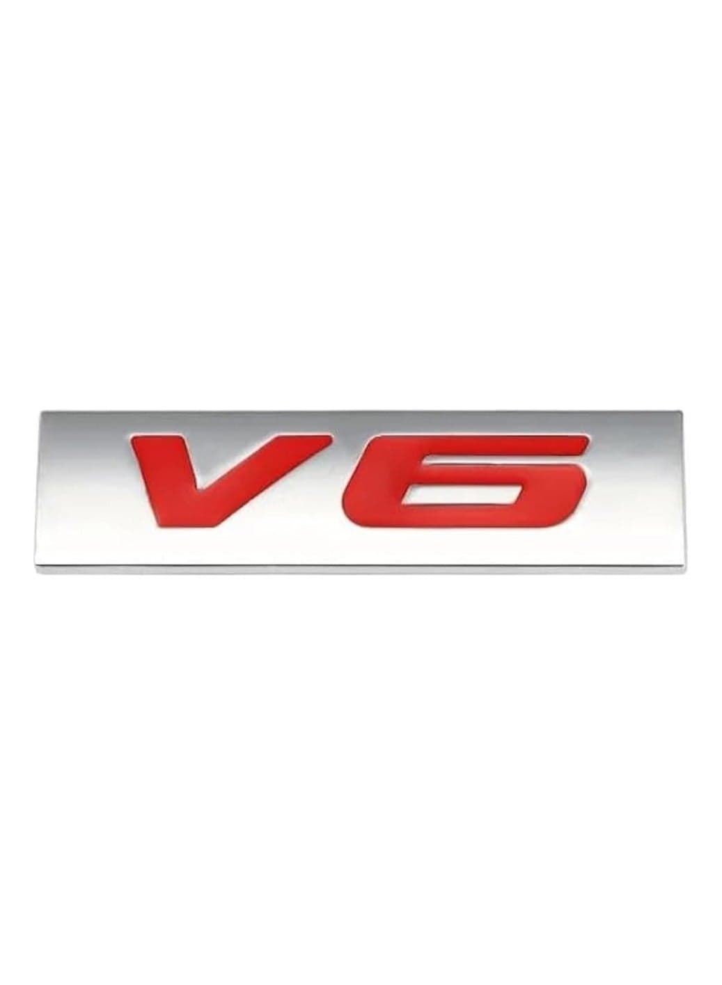 Car Styling 3D Logo Metal Zinc Alloy Sticker Badge Body Rear Trunk Adhesive Decal Emblem (V6 - Silver BG with Red Font)