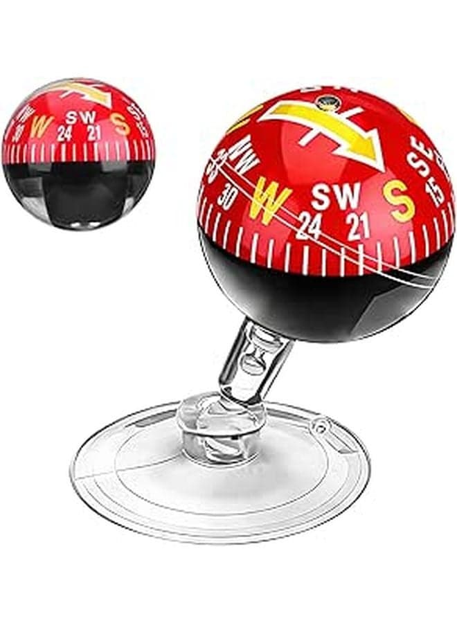 38mm Red Car Dashboard Compass with Suction Cup for Vehicle Motorcycle Marine Navigation