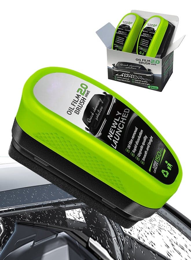 Windshield Cleaner Tool 2Pcs Automotive Oil Film Cleaning Brush New Upgrade Car Glass Cleaner for Car Windows Clear Vision Glass Cleaner Prevents Rain and Fog