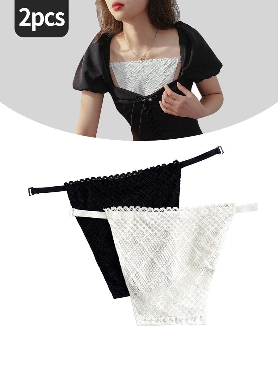 Women's Bustier, Prevent Neckline Exposure, Neckline Covering Lace Camisole, Women's Cotton Camisole Vest Cover, Clip-on Simulated Lace Camisole Vest