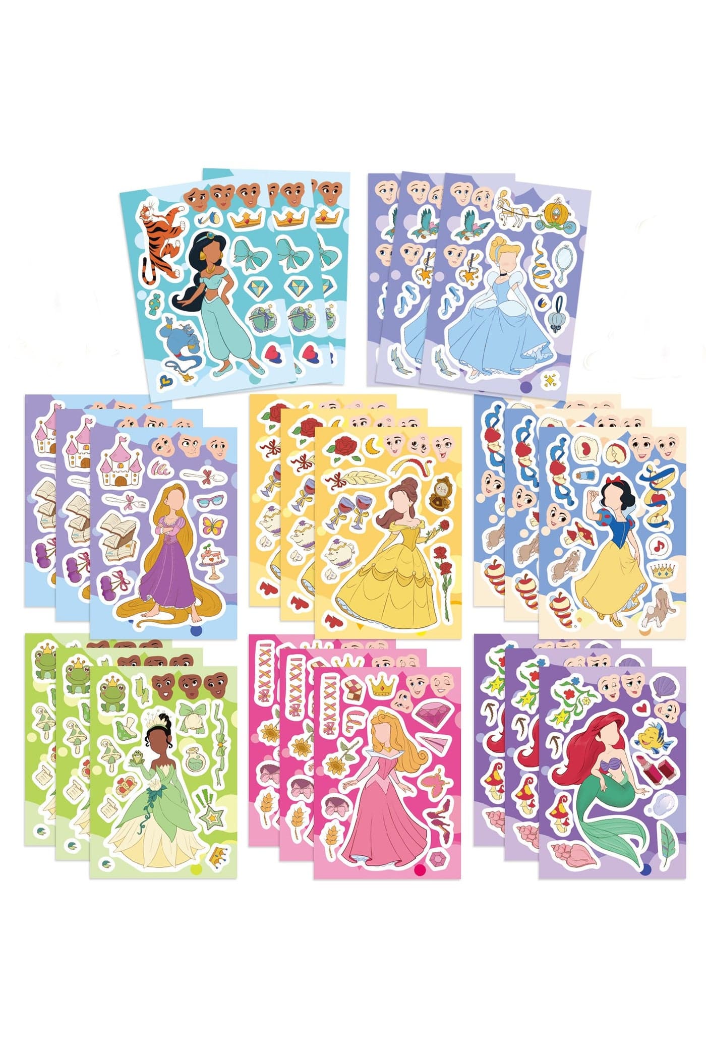 8 Sheets/Set Princess Stickers Make a Face Puzzle Stickers Waterproof Stickers DIY Craft for Kids