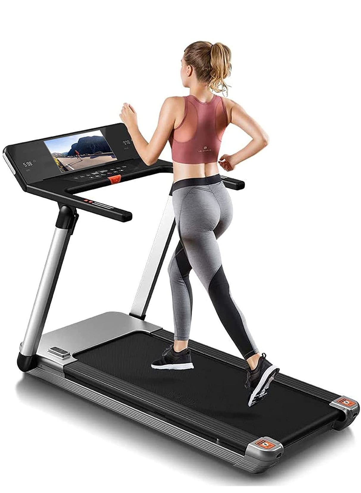 Foldable Treadmill with 4 HP Motor, Shock Absorption | Large Running Surface, TFT Display, WIFI Connectivity & Bluetooth Speakers | Running Machine for Home Gym & Office – EM-1286