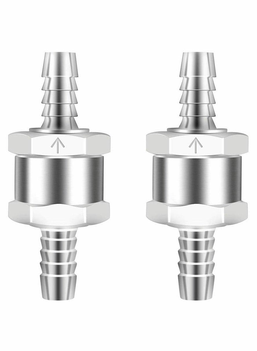 8mm One Way Aluminium Fuel Non Return Check Valve for Petrol Diesel Oil Water Chrome Car Auto Carburettor Low Pressure Systems (2 Packs)