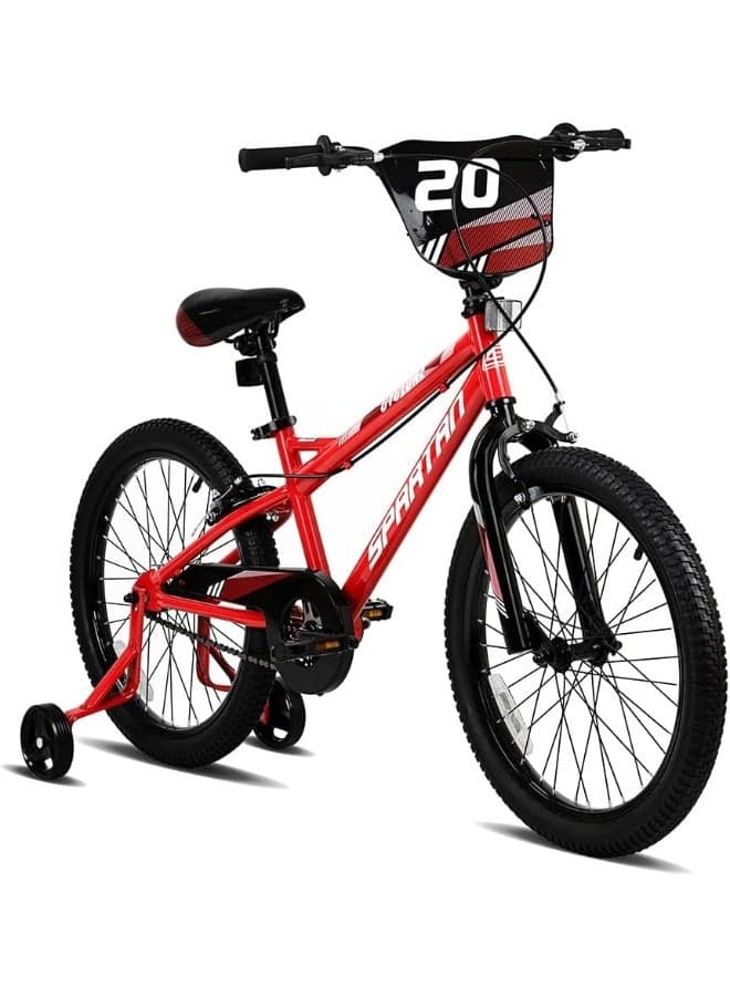 Cyclone Bike 20 Inch Kids Bike | 20-Inch Wheel Size | With Training Wheels | Adjustable Seat | Single Speed | Red