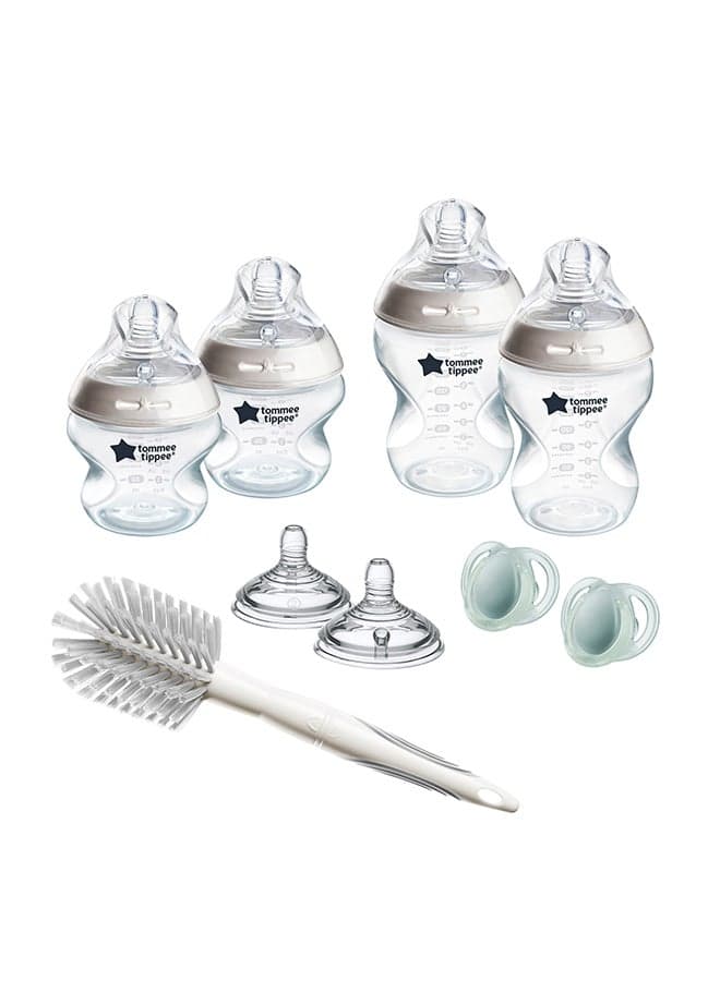 Closer To Nature Newborn Baby Bottle Starter Kit, 2x150ml and 2x260ml Anti-Colic Baby Bottles With Slow Flow Teats, 0+ Months - Assorted