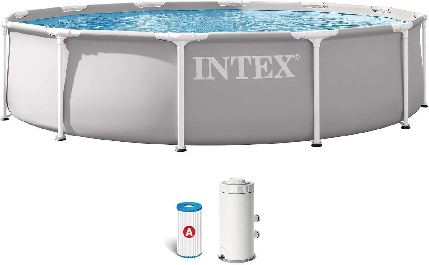 Intex Prism Frame Pool 12ft x 30in with Pump - Durable and Easy to Assemble 366x76cm
