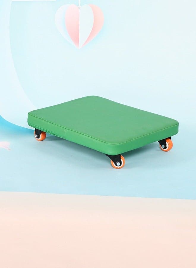 Green Indoor Scooter Board with Safety Handles for Kids Soft Floor Scooter Board with Rollers