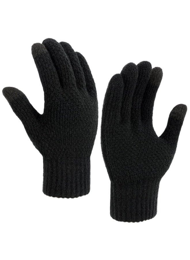 Winter Touchscreen Gloves for Men - Thermal Soft Knit Gloves for Running, Driving and Hiking