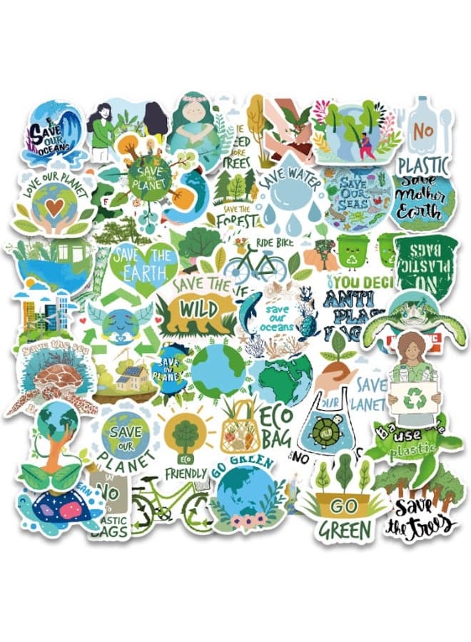 50PCS Nature Protection Stickers Aesthetic Earth Decals Waterproof Stickers for Water Bottle Laptop Luggage Helmet Guitar Scrapbook Phone Gifts for Teens Girls Kids Adult