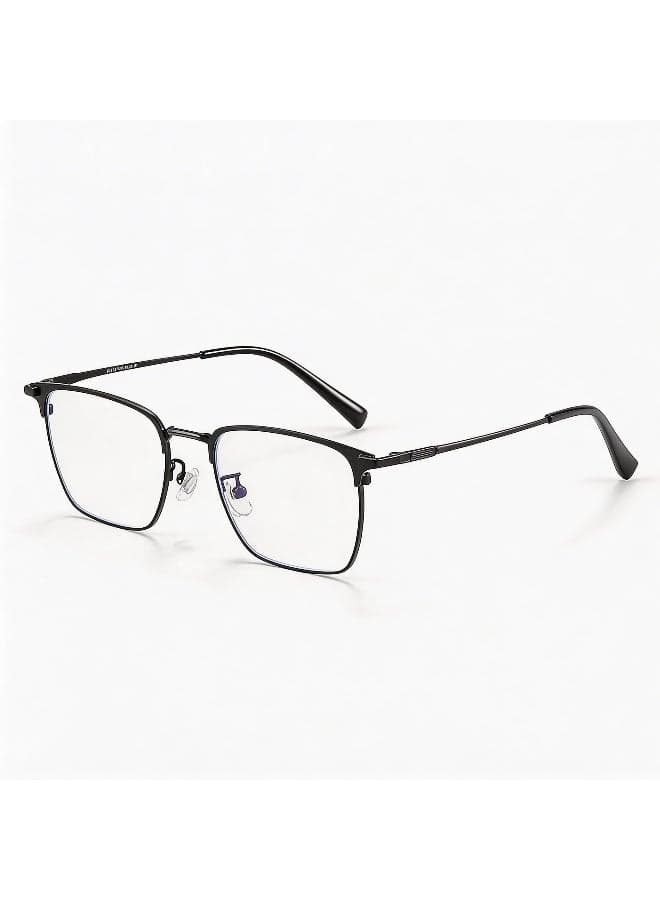 PUKCLAR Titanium Glasses Pure Titanium Ultra Lightweight Browline Full Frame Non Prescription Plano Eyewear Business Fashion Frames for Men Women Office Daily Wear