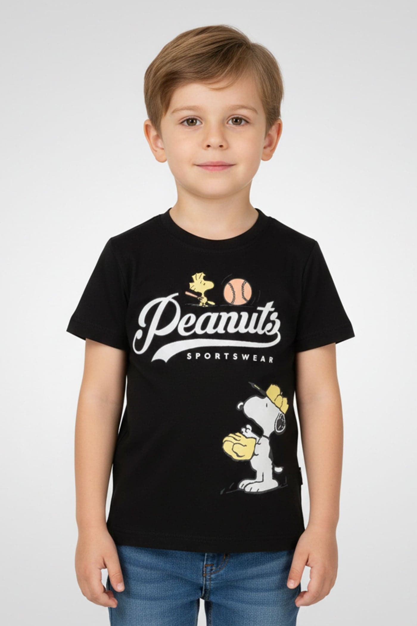 Toddlers Boy Short Sleeve Graphic Print Top, Black