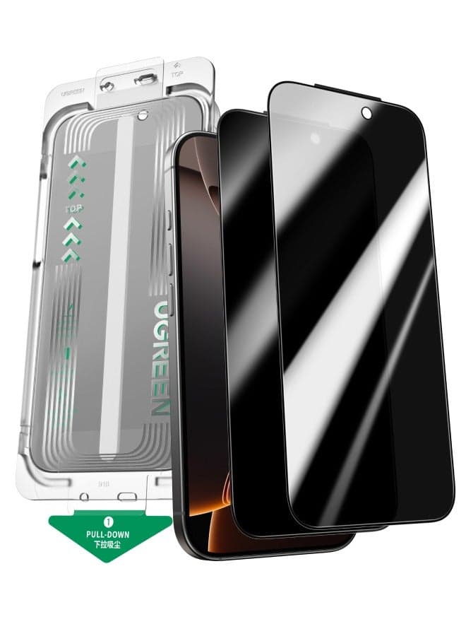 2-Pack Privacy Screen Protector with Auto-Alignment Kit, Auto Dust for iPhone 17 Pro 6.3-Inch, 9H+ Military Grade Shatterproof, iPhone 17 Pro Glass Film, HD Clear, Case Friendly - Black