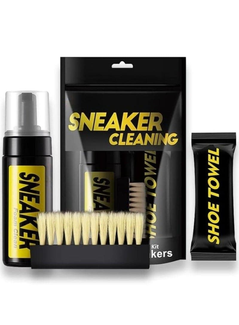 Shoe and Sneaker Cleaner Kit, Easy Detergent for Sneakers Athletic Shoes - Water-Free Foam Sneaker Cleaner with Shoe Brush and Shoe Cloth Easy, Gentle Rub Design | 3 in 1 Stain Remover Spray Removes Dirt, Grime and Grass