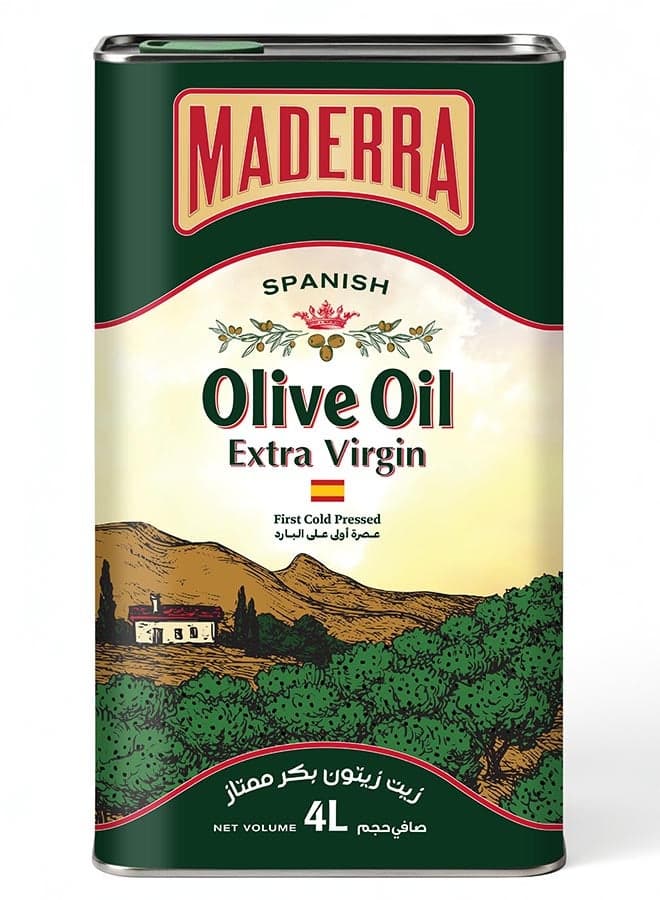 Maderra Spanish Extra Virgin Olive Oil 4L Tin | Cold Extracted | Bulk Pack | Ideal for Family & Professional Use