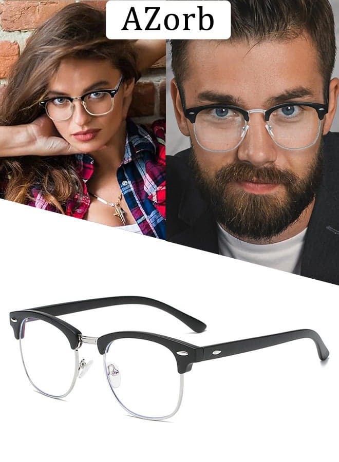 Anti Blue Light Glasses for Men Women Semi Frame Reading Gaming Glasses Blue Light Blocking Clear Lens Eye Glasses UV Computer Phone Eyeglasses