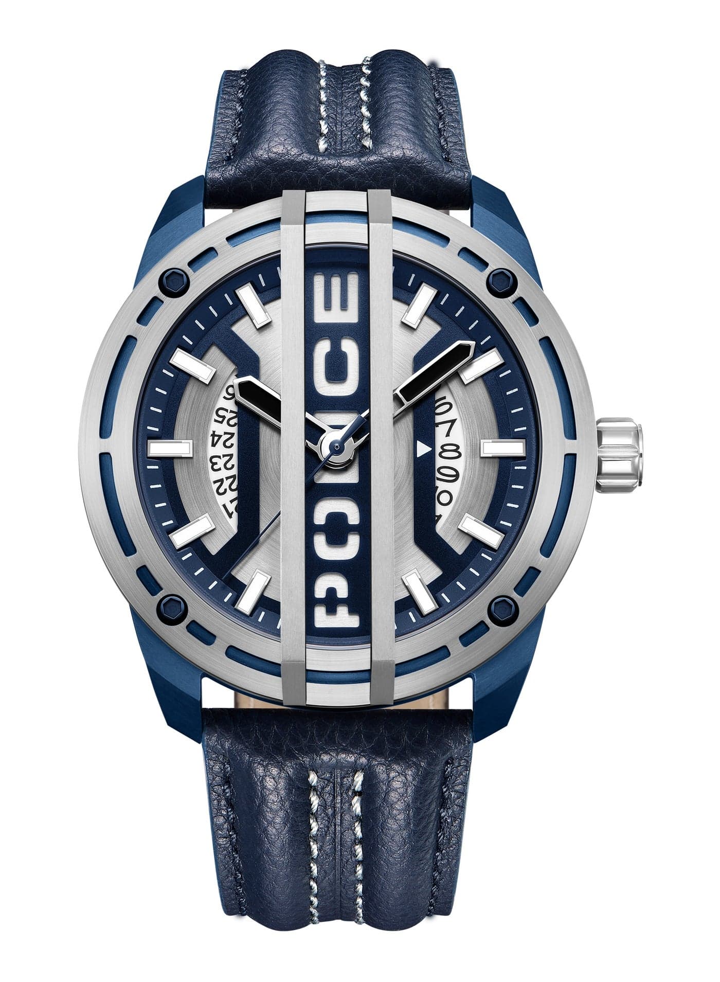 Men Fast Lane Watch For Men With With Blue Leather Strap 46 Mm 5 Atm
