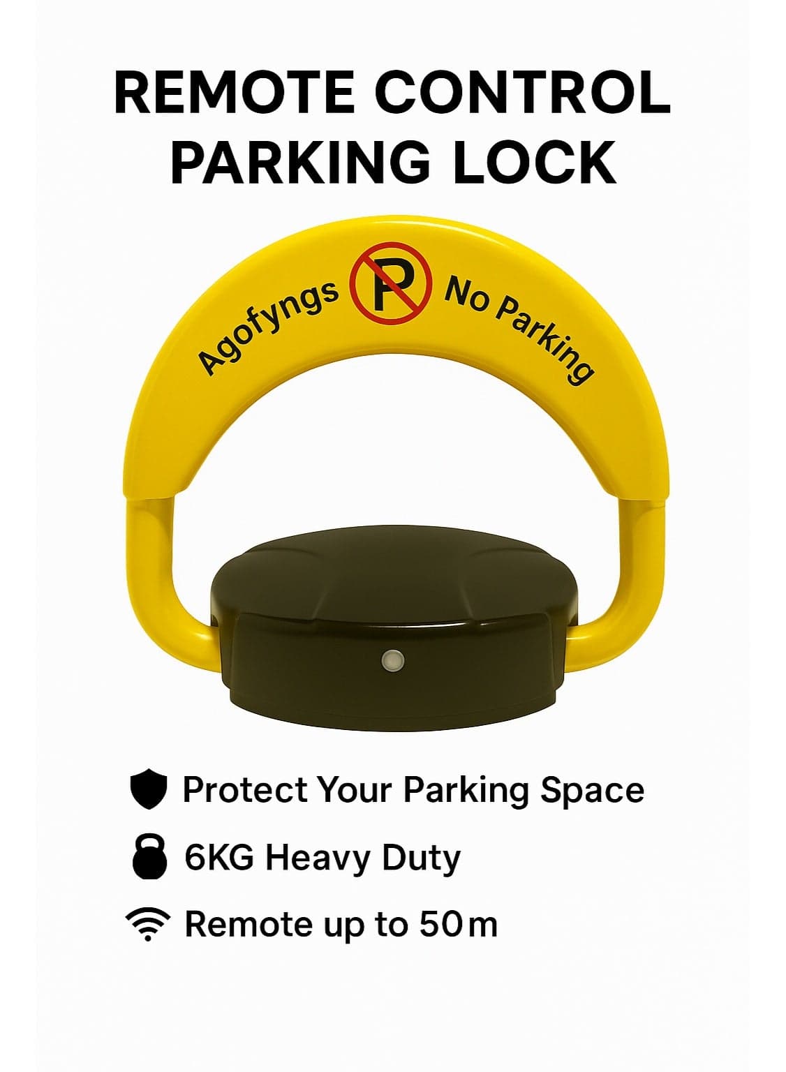 Intelligent Remote Control Parking Lock with Collision Alarm, 6 kg, Parking Barrier, Cylindrical Lock, Double Lock Design to Prevent Others from Occupying the Parking Space