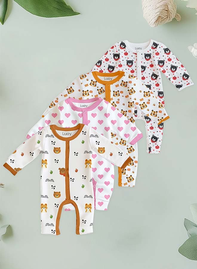 LUAY 100% Cotton Baby Romper Full Sleeves | Soft Breathable Baby Onesie for Boys & Girls | Comfortable Cotton Sleepsuit for Newborns & Infants | Everyday Baby Wear