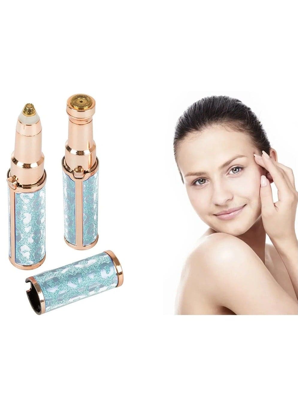 2 in 1 Facial Women Hair Remover Eyebrow Trimmer Rechargeable Painless Precision Lipstick Style Razor Trimmer for Facial Body Hair Shaver for Lips Nose Chin Face with LED Light