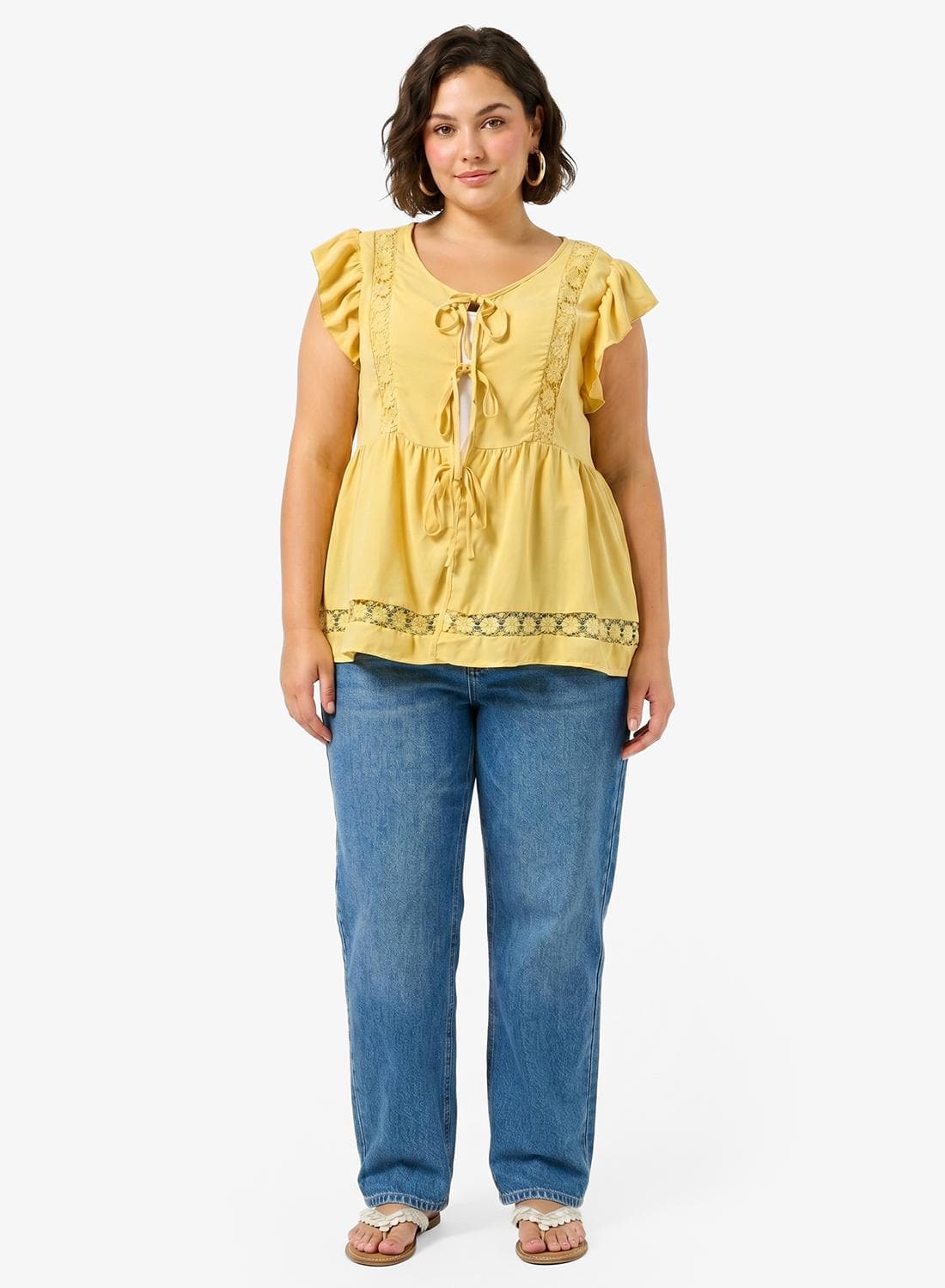 Boho Embroidered Tie Up Top