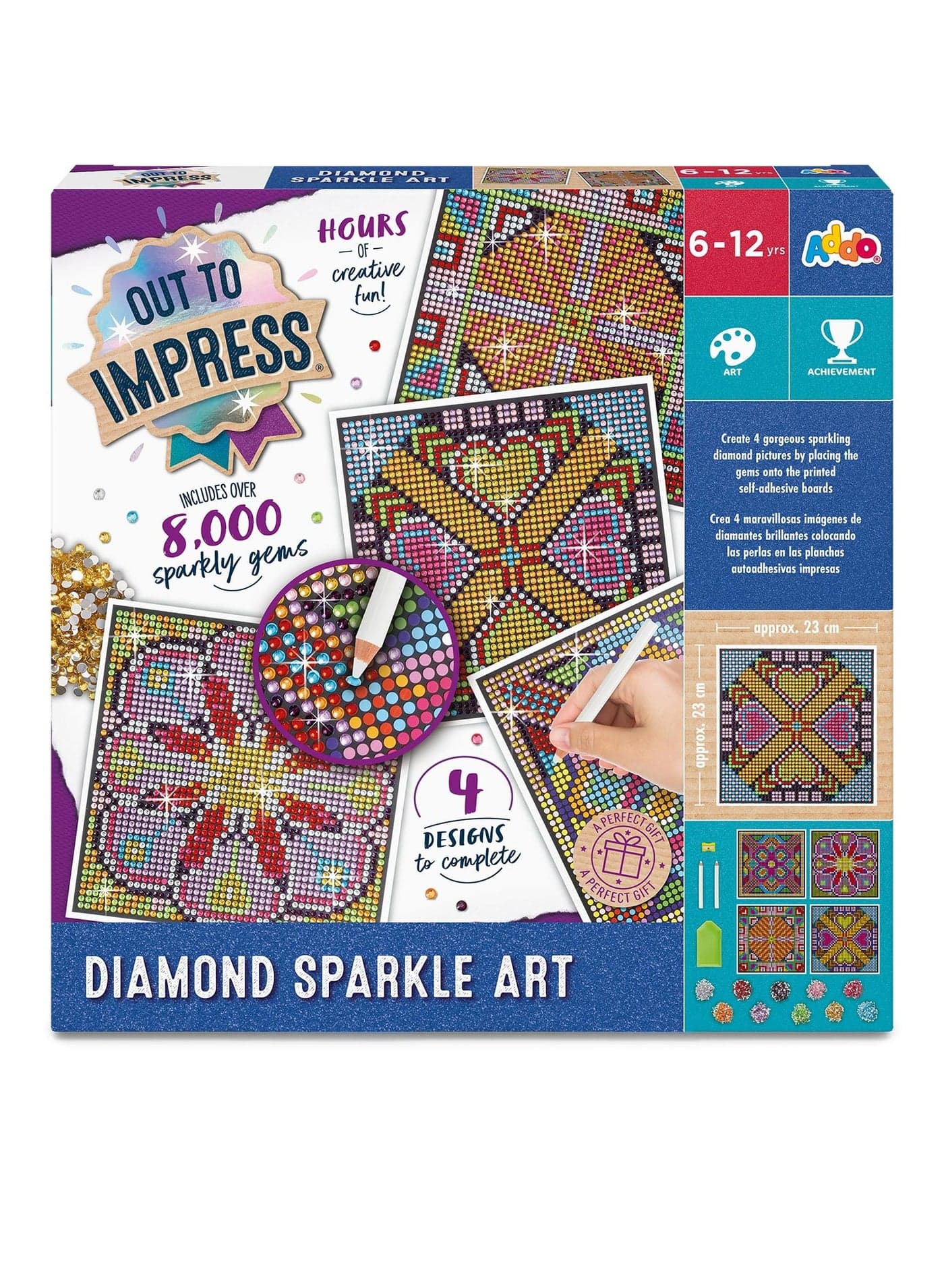 Out to Impress Diamond Sparkle Art | Glittery Work | No Glue Needed! Self-Adhesive Design Sheet Included | Customizable | Arts & Craft | DIY Craft Kit | Do it Yourself | Educational & Learning | Creative Gift for Kids and Adults
