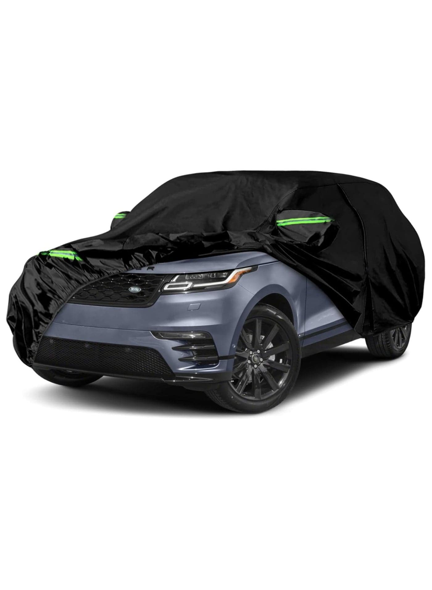 All weather protection car cover for Range Rover Velar (2017-2022), waterproof coating with reflectors, soft inner lint layer and zipper (black)