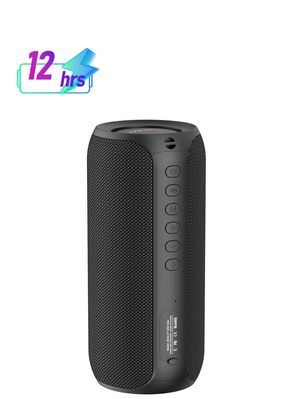 ZEALOT S32 Max 40W Bluetooth Speaker, Portable 3D Stereo Speaker, Loud Sound Booming Bass, Waterproof Outdoor Subwoofer, 3600mAh Big Battery Long playtime, RGB Light For Party/Home/TV/Mobile Phone/Tablet