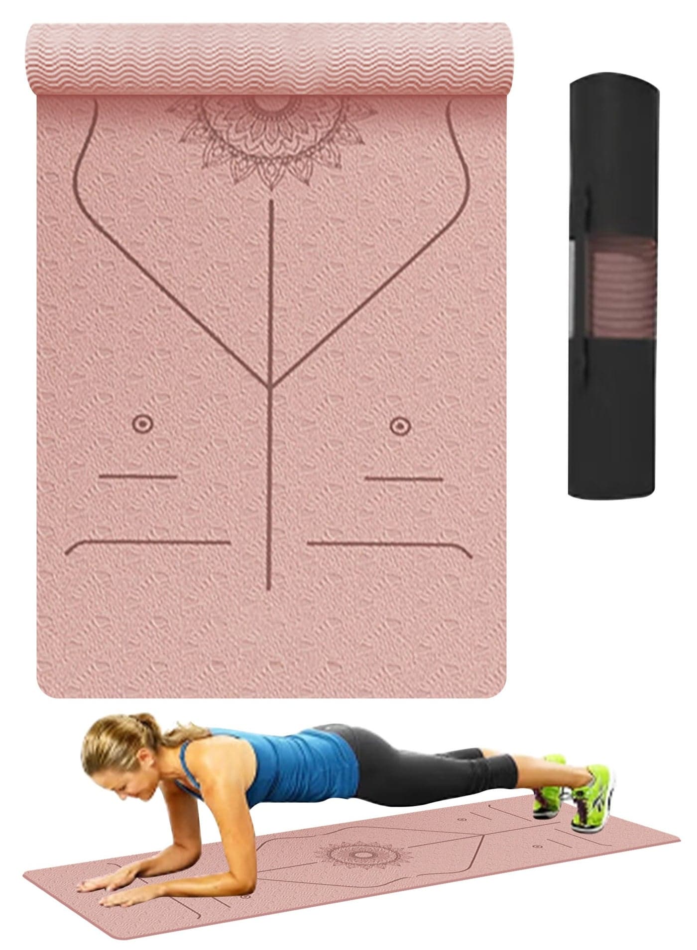 Yoga Mat Non Slip, Pilates Fitness Mats, Eco Friendly, Anti-Tear 8mm Thick Yoga Mats for Women, Exercise Mats for Home Workout with Carrying Sling and Storage Bag