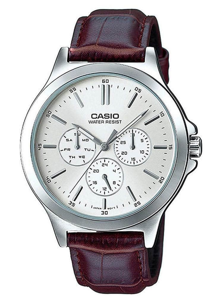Men Leather Analog Watch CASIOMTP-V300L-7AUDF - 40 mm - Brown
