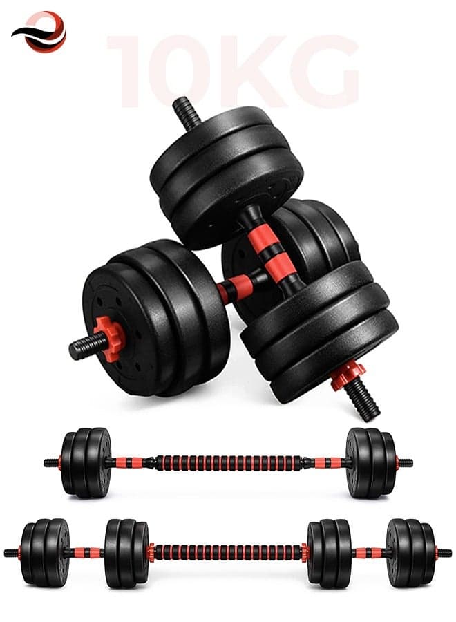 Adjustable Weightlifting Dumbbells Set with Non-Slip Rod and Barbells for Home Gym Exercise 10kg