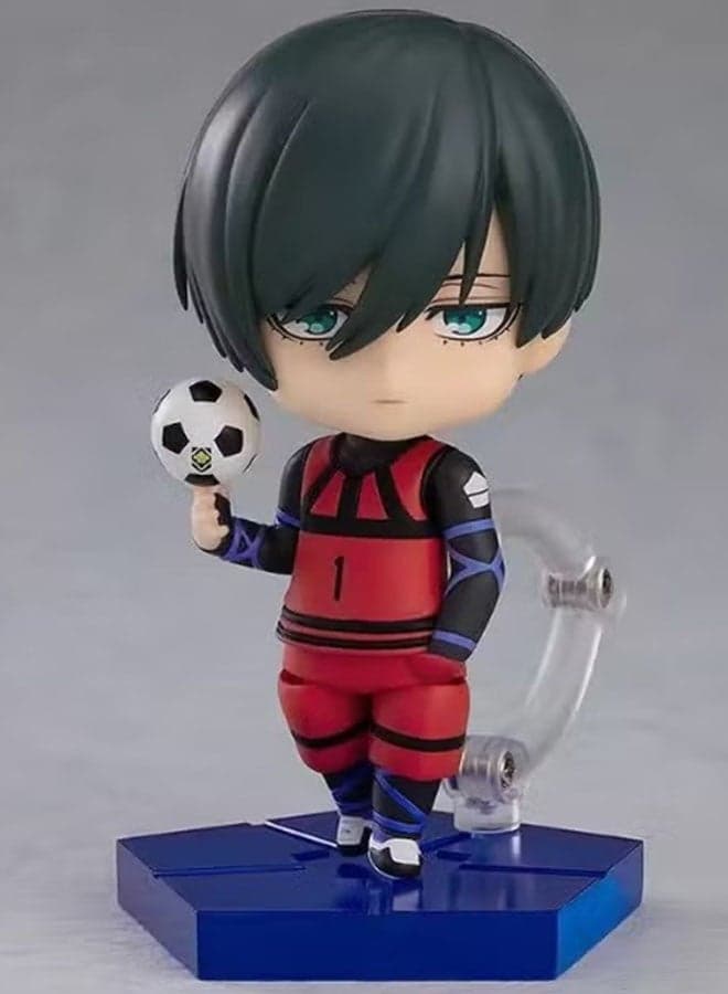 Blue Lock 10 cm Articulated Chibi Rin Itoshi Anime Figure, Adorable Desk Ornament and Stylish Birthday Gift
