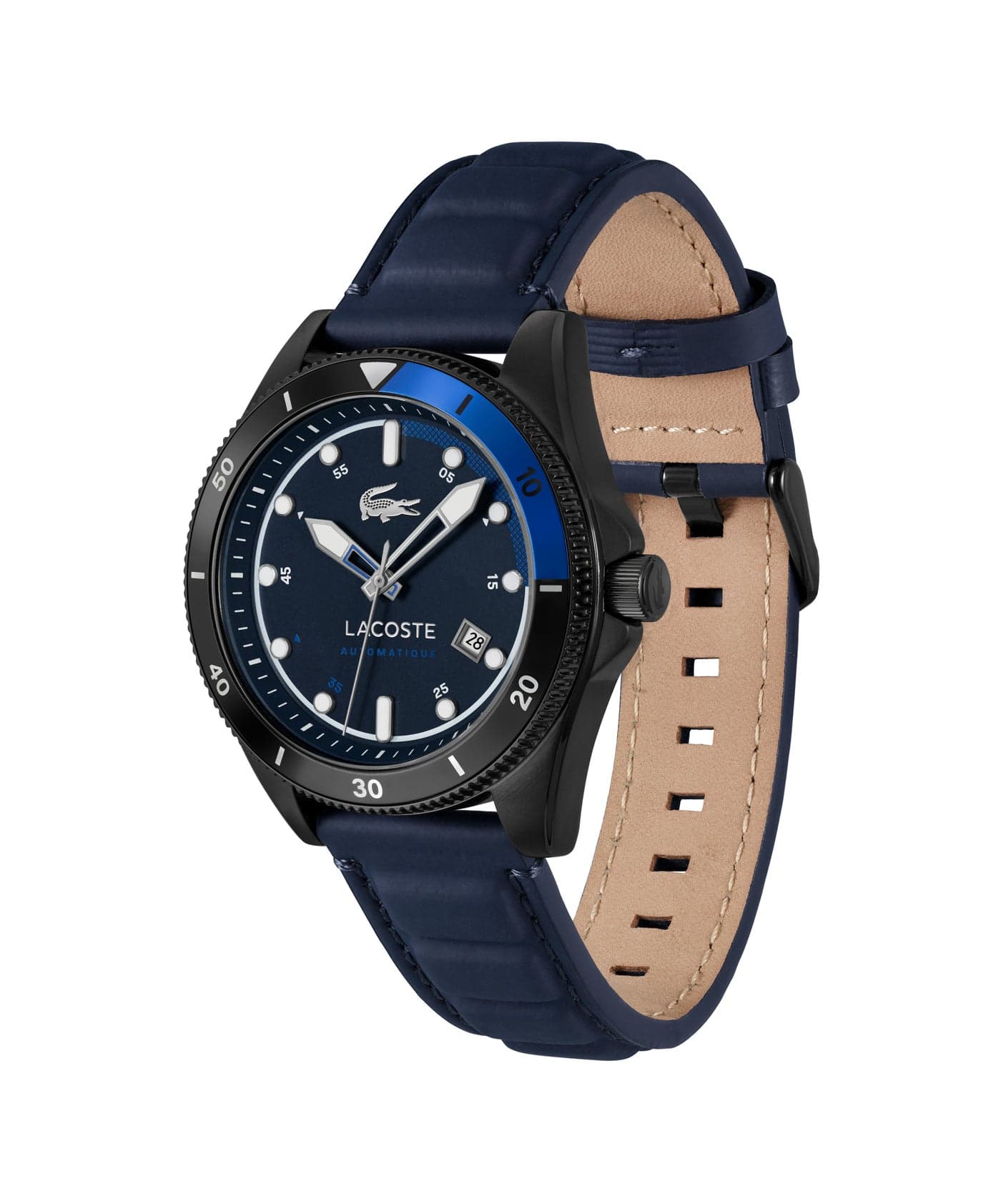Round Automatic Men'S Ionic Plated Black Steel And Black Aluminum Case Watch