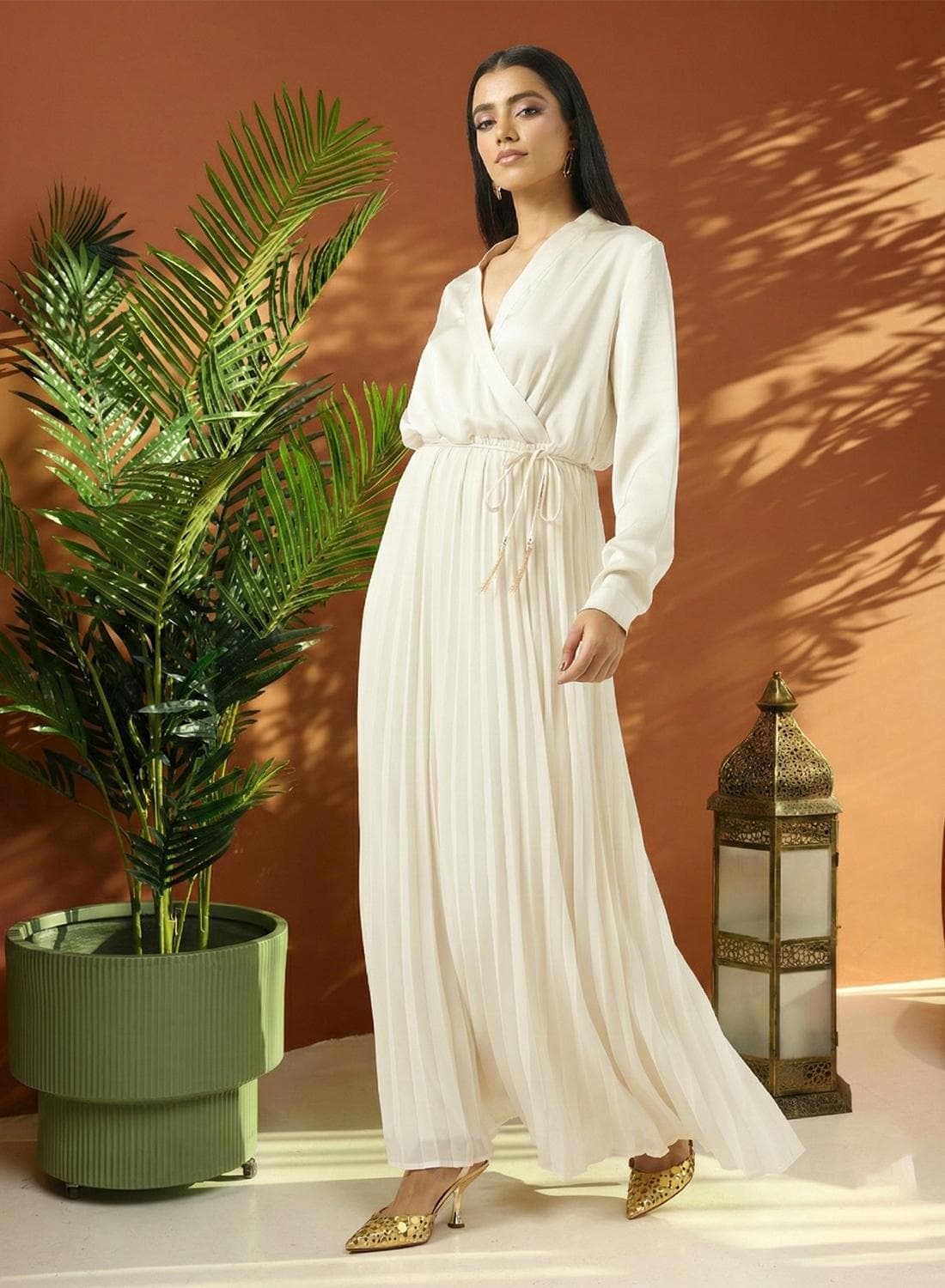 Long Sleeve Wrap maxi Dress
