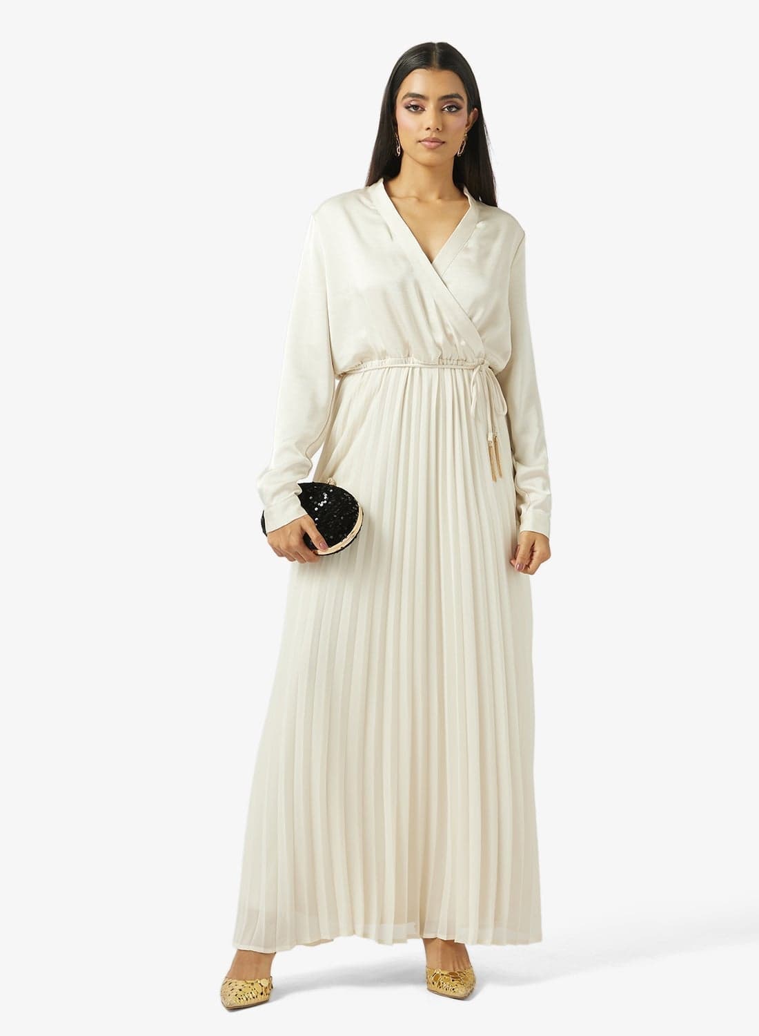 Long Sleeve Wrap maxi Dress