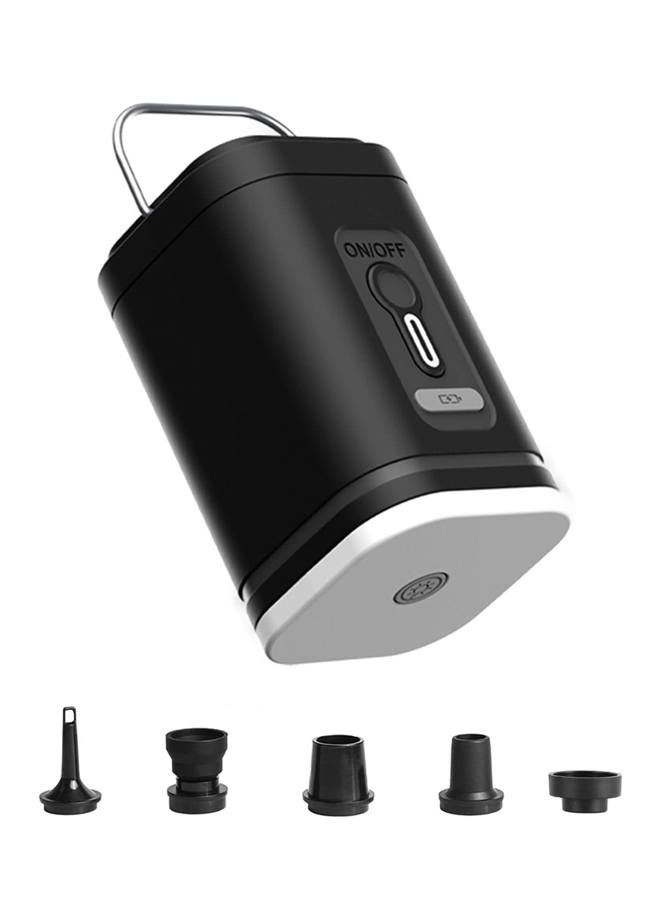 Electric Air Pump Portable Mini Vacuum Pump with 5 Nozzles and 3 Camping Light Modes Electric Rechargeable Inflate Deflate Pump Outdoor Activities