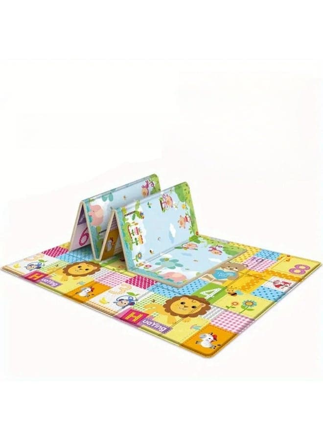 Foldable Baby Play Mat Lion King & Green World Theme Thick Foam Floor Mat with Soft Cushioning for Crawling & Tummy Time, Easy Fold Design with Carry Handle – Lion King & Green World