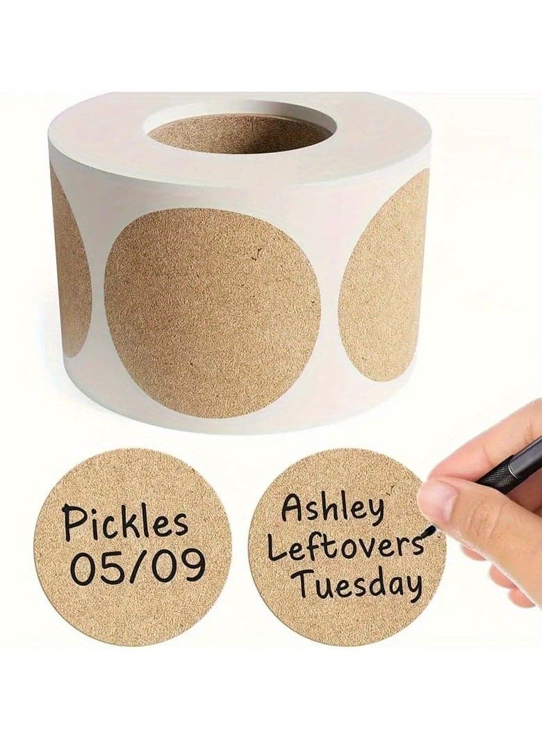500pcs Kraft Paper Stickers Roll - Packaging And Labeling Stickers for Jewelry, Crafts, Organizing, Jars - Blank Round Adhesive Labels for Store Owners And Canning,Beading&Jewelry Making,Jewelry Making Display & Packaging Supplies