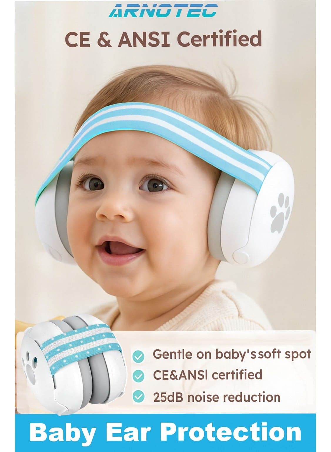 Baby EarMuffs Baby Ear Protection for Babies and Toddlers up to 36 Months Comfortable Baby Headphones Prevent Hearing Damage Improve Sleep