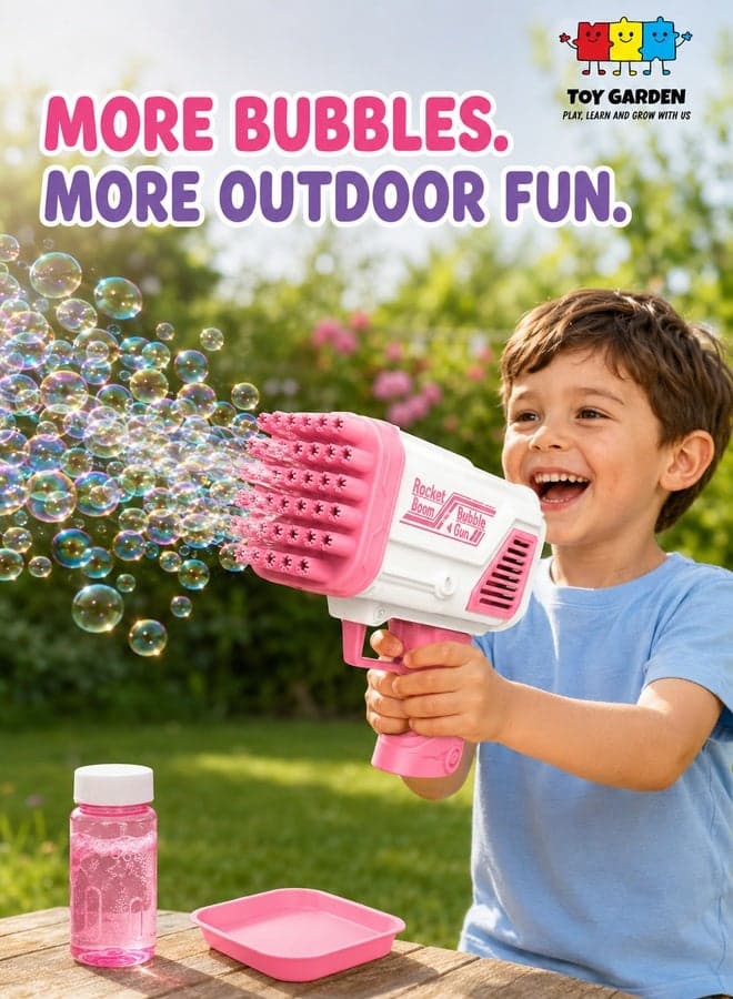 36-Hole Electric Bubble Gun for Kids – Rechargeable Bubble Machine with Soap Solution, Indoor & Outdoor Toy for Toddlers and Girls