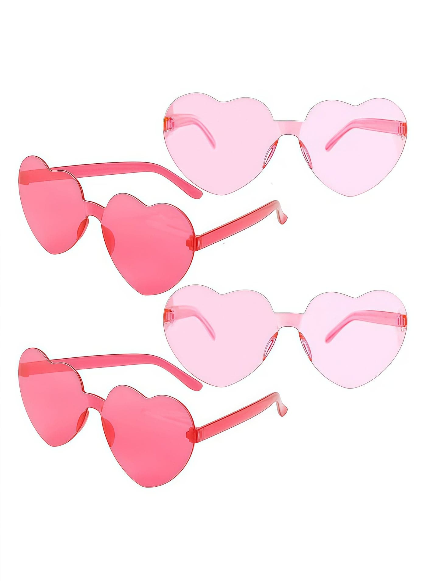 4PCS Heart-Shaped Sunglasses for Women, Pink and Purple Party Glasses for Costume and Fashion