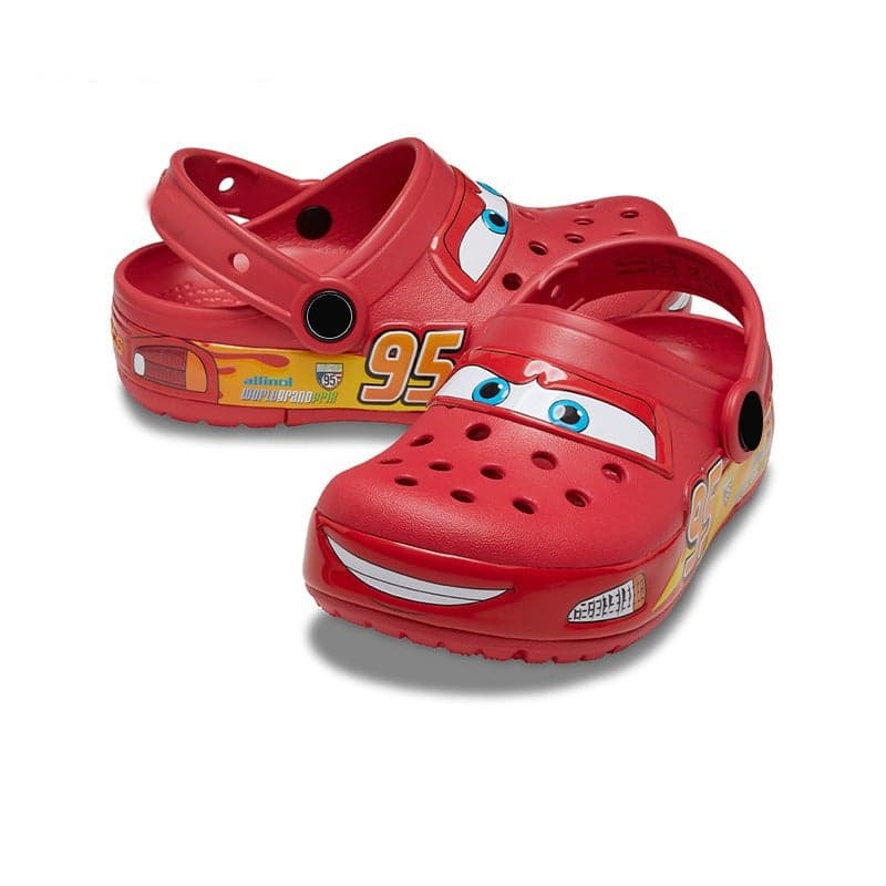 Children'S Crocs 95 Flashing Red Car Shoes New Children'S Shoes Plaid Flat Beach Sandals Flashing Slippers