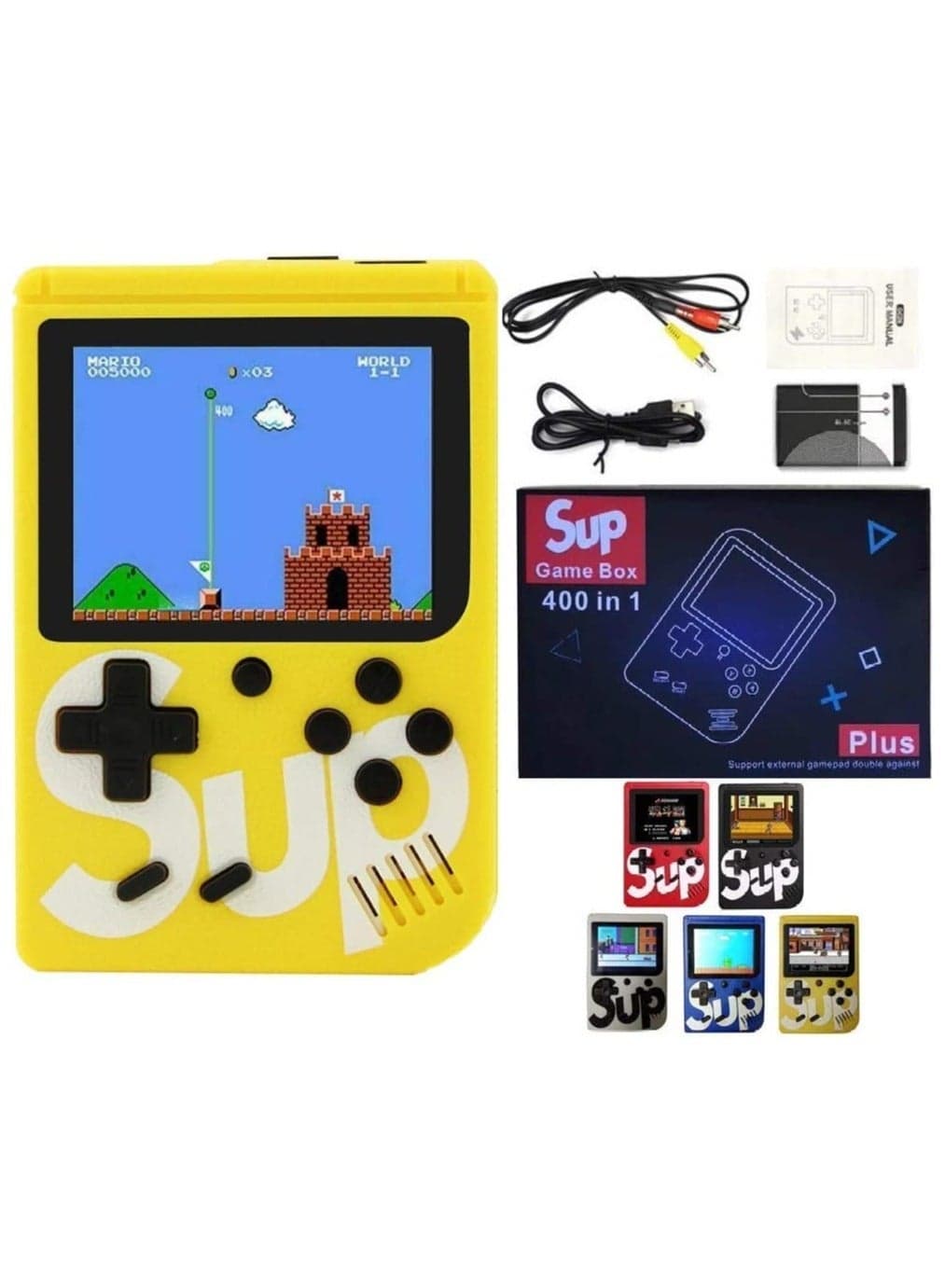 400 In 1 Game Box Console Classic Games Hand Held Gamepad Color Screen Mario Super Mario DR Mario Contra Games - YELLOW