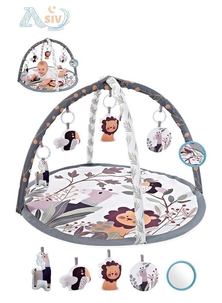 Baby Gym Play Mat with Lights & Music | Soft Activity Gym for Sensory & Motor Development | Newborn to Toddler Playmat with Hanging Toys | Zoo Animal Design | For 2+ Months