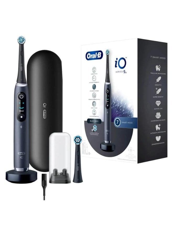 Oral-B iO Series 9N Electric Toothbrush, 7 Cleaning Modes, Dental Care, Colour Display, Charging Travel Case & Beauty Bag, Black Onyx– Black